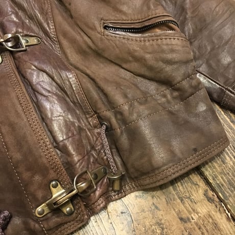 [USED] real leatherのフード付JKT