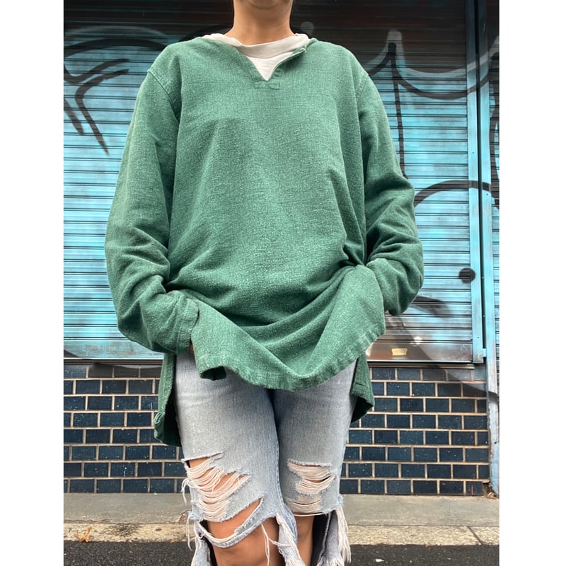 STONE  プルオーバーシャツ ムスクグリーン オーバーシャツ チェストポケット＆2way