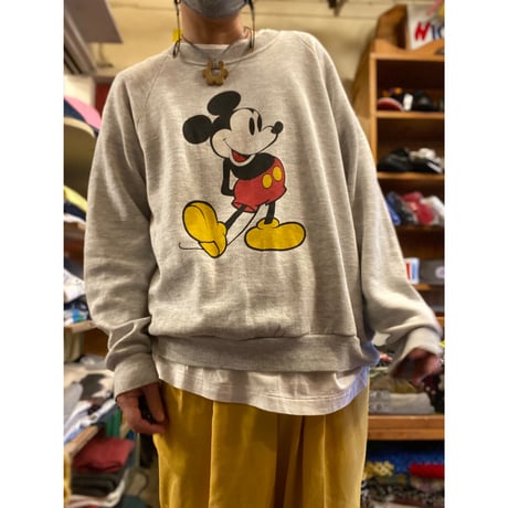 [USED] 80's Mickey SWEAT -LARGE ASH-