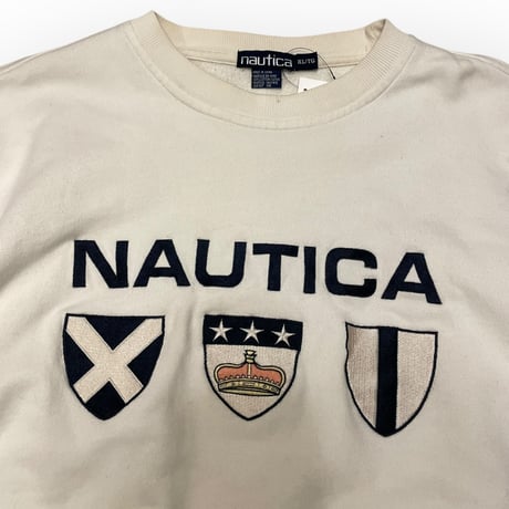 [USED] ”nautica” WHITE COTTON SWEAT