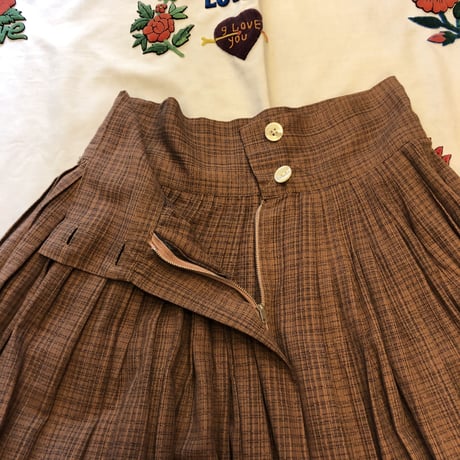 [USED]VIntageかすり柄ロングスカート