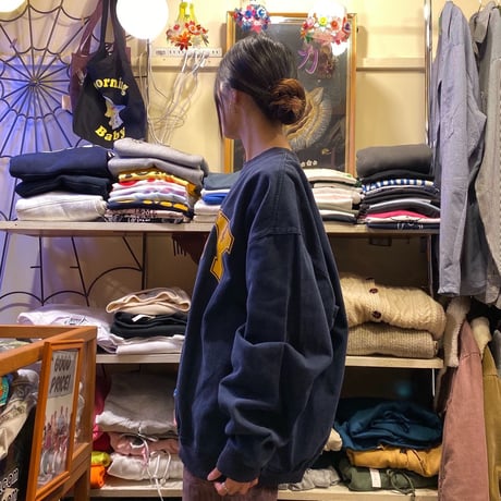 [USED] 珍品 "NAVY" ヘリンボーンCREW！