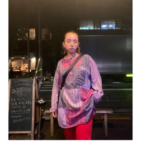 [USED] インド綿 パッチワーク P/O SHIRTS