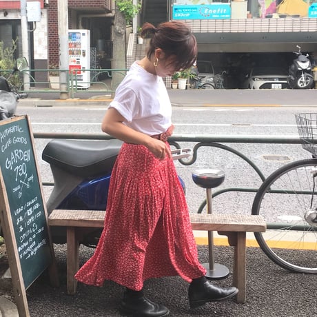 [USED] レーヨン小花柄ロングスカート