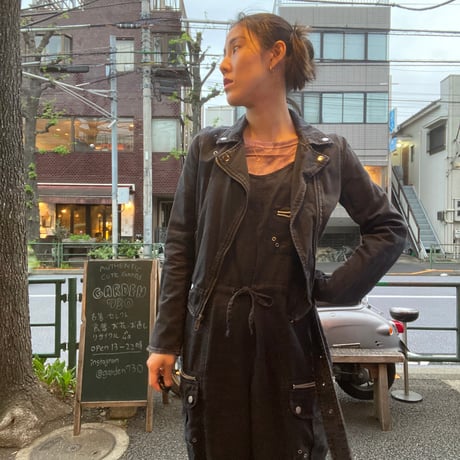 [USED] black denimライダースJKT
