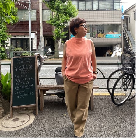 [USED]  サーモンピンク ノースリーブTee