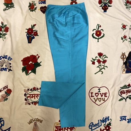 [USED] TURQUOISE 100% SILK PANTS♡