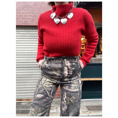 [USED] 朱色モックネックACRYL KNIT  🧡