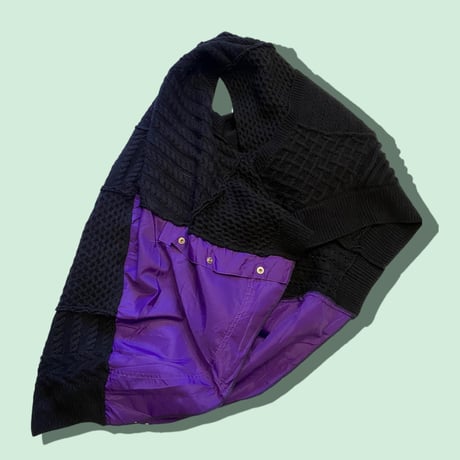 [USED]Knit×NYLONリメイクポンチョ🖤💜