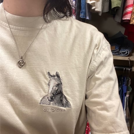 [USED] "euro star"お馬さん刺繍Tee