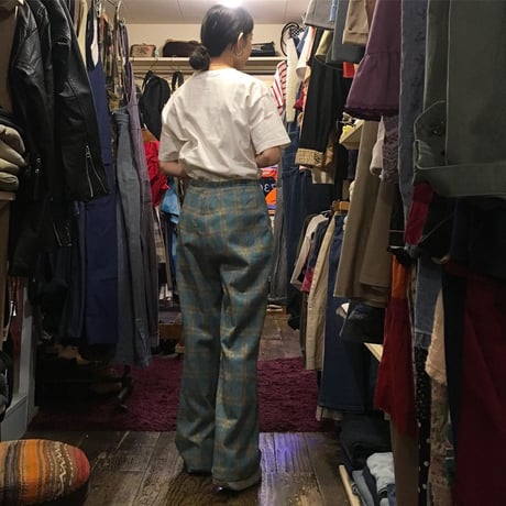 [USED] チェック柄 POLY PANTS
