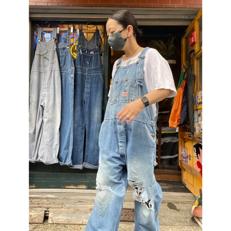[USED] ROUNDHOUSE ダメージ DENIM OVERALL W41