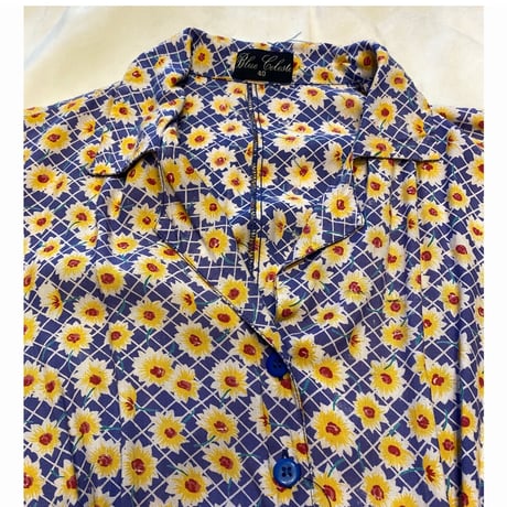 [USED]前開きレーヨン花柄ワンピース