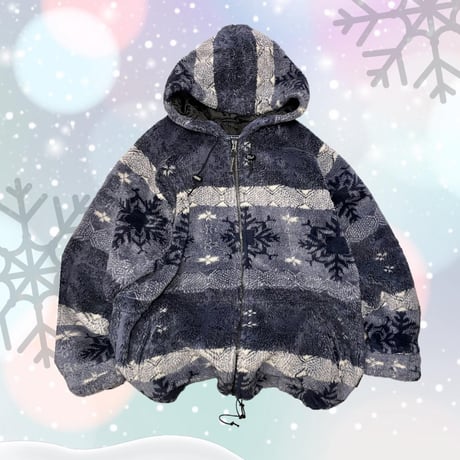 [USED] 雪柄 ボア フリース コート❄️