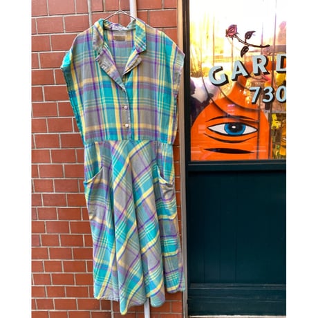 [USED] France COTTON チェックワンピース