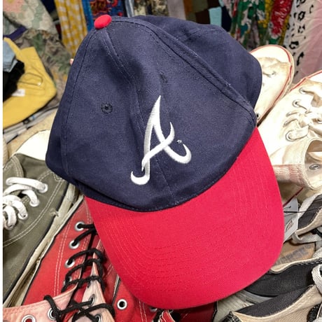 [USED] navy x red 刺繍ロゴ cap