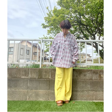 [USED] 80's ネルshirts バンドカラー