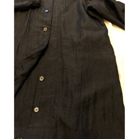 [USED] BLACK NYLON HOODIE COAT