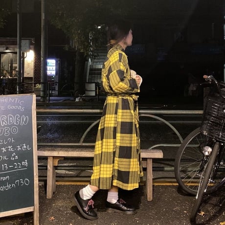 [USED] YELLOW!ギンガムチェックワンピース