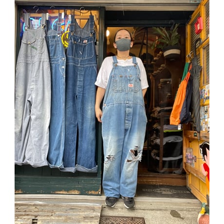 [USED] ROUNDHOUSE ダメージ DENIM OVERALL W41