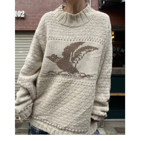 [USED] Cotton Country ざっくり鳥柄ニット 🦆