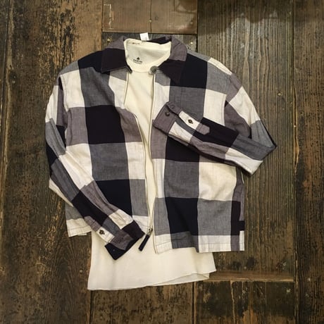 [USED] cotton 100% チェックジッパーシャツ