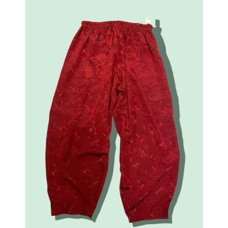 [USED]バーガンディ総柄POLY PANTS