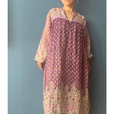 [USED]  vintage インド綿ワンピース