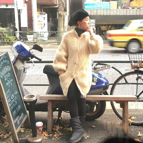 [USED]  vintage パフスリーブ HAND KNIT コート