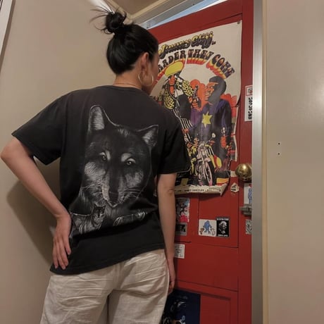 [USED]  両面 オオカミ🐺🔥 プリント Tee