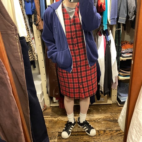 [USED] チェック柄 WOOLジャンパースカート