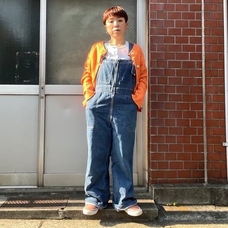 [USED] オレンジ🧡cotton ケーブル ニットカーディガン