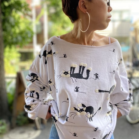 [USED] クロネコ発泡プリントSWEAT🐈‍⬛