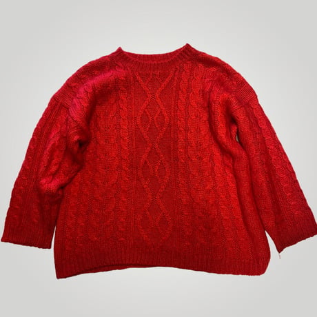 [USED] RED❤️ モヘア ケーブルニット