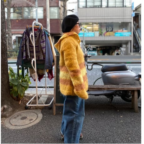 [USED] WOOD ボタンのモヘアカーディガン