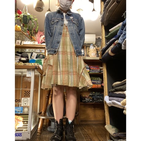[USED] ふわっとチェック柄キャミワンピース