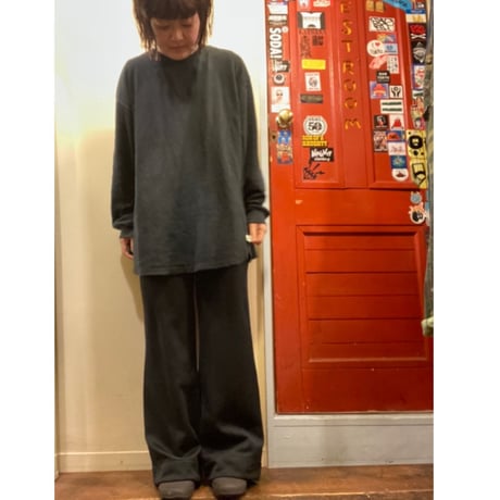 [USED] 70's BLACK POLY PANTS♡