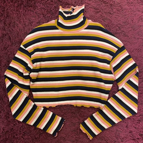 [USED] ハイネックボーダーショート丈TOPS！