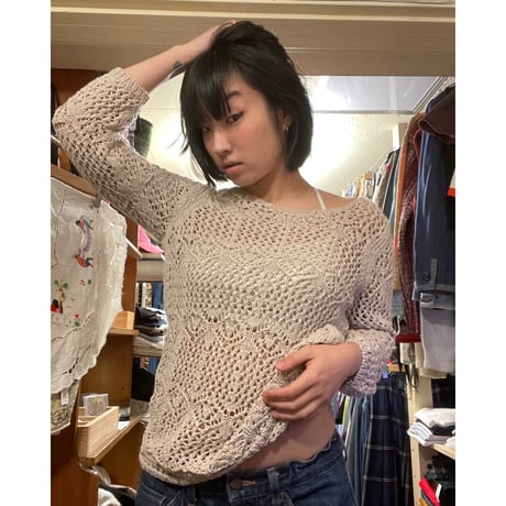 [USED]メッシュcrochetニットTOPS