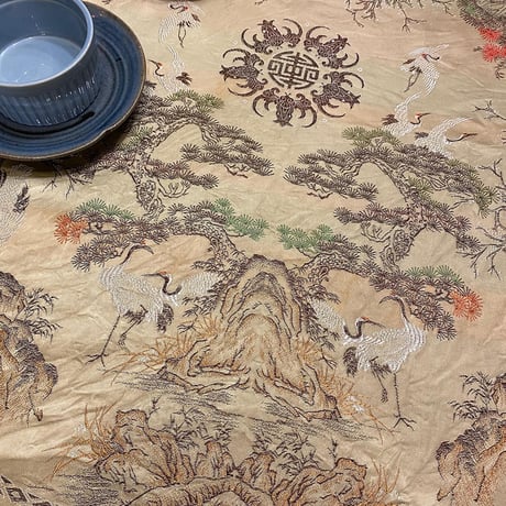 [USED] vintage  サテンCHINA ラグ / 直径114cm