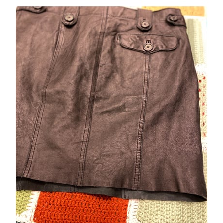 [USED] 切りぱなしレザースカート