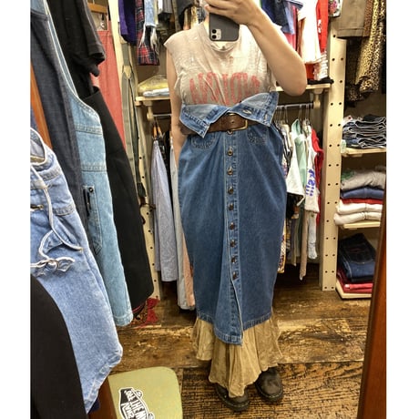[USED] フロントボタンデニムLONG SKIRT♡