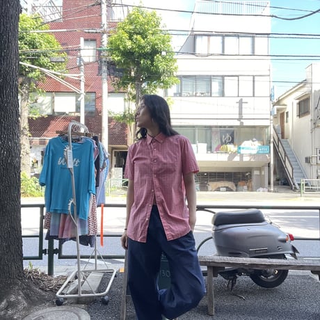 [USED] S/Sピンクxブルー チェックB.Dシャツ
