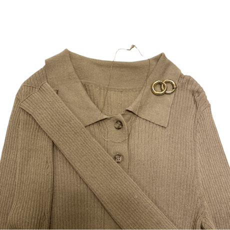 [USED] BROWN🤎襟付きリブニット
