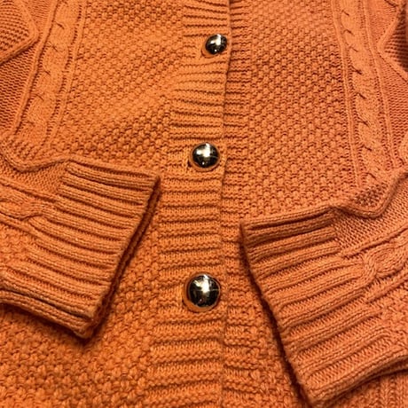 [USED] オレンジ🧡cotton ケーブル ニットカーディガン