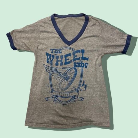 [USED] OLDプリントVネックトリムTee