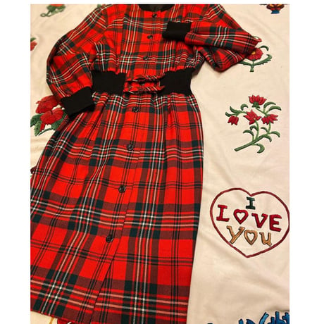 [USED] 赤タータンチェックワンピース❣️