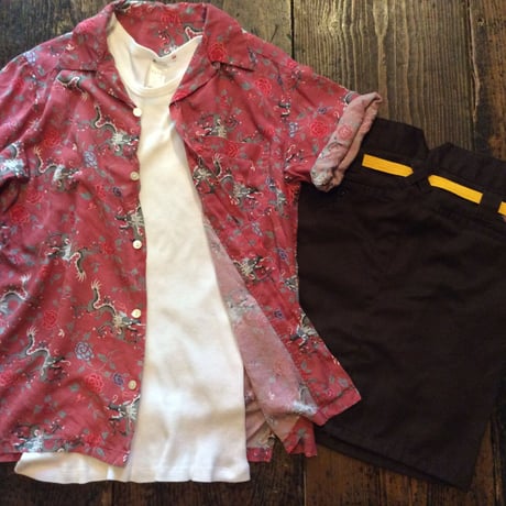[USED] ドラゴン&バラ  レーヨンシャツ