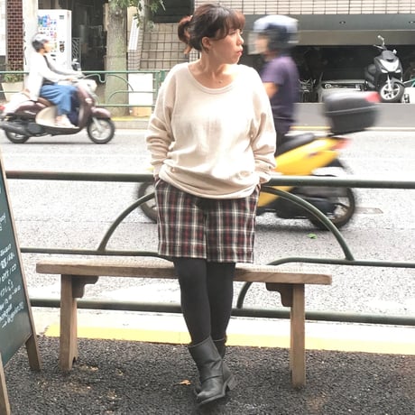 [USED] チェック柄タックショーツ