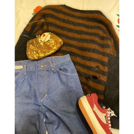 [USED] モヘア ダメージボーダーニット